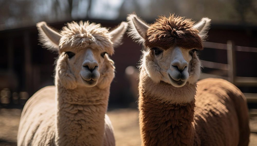 Close up of two llamas