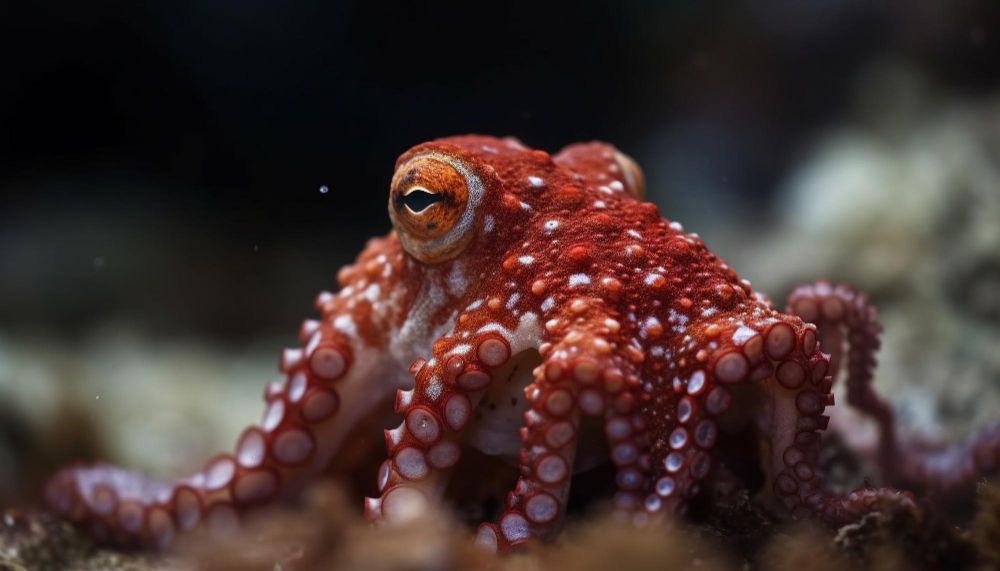 Close up on a red octopus