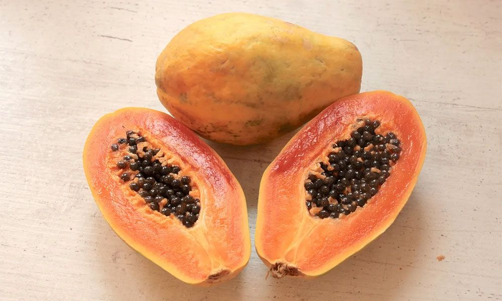 Cut papaya fruit