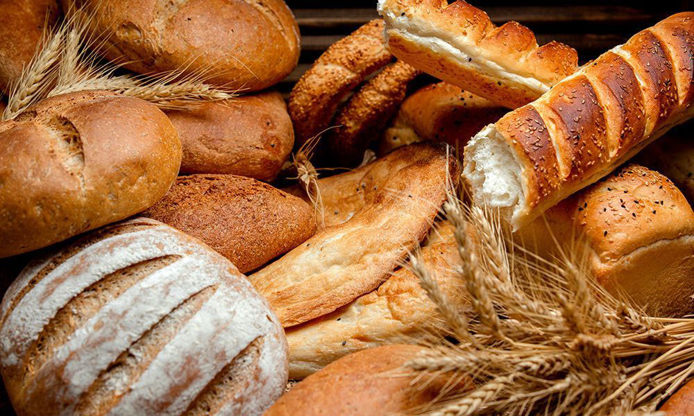 Different types of bread made from wheat flour