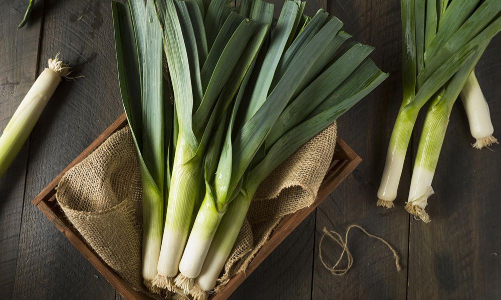 Leek lying in the box