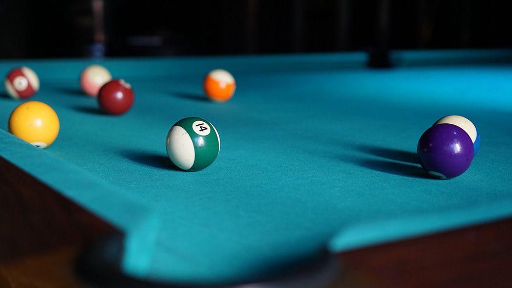 Pool table with balls